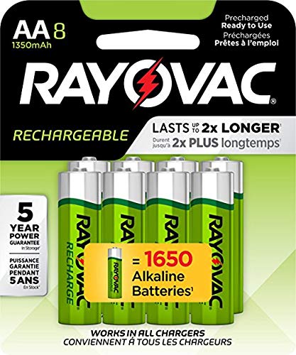 RAYOVAC AA 8-Pack Rechargeable Batteries, LD715-8OP Gene 2 Pack