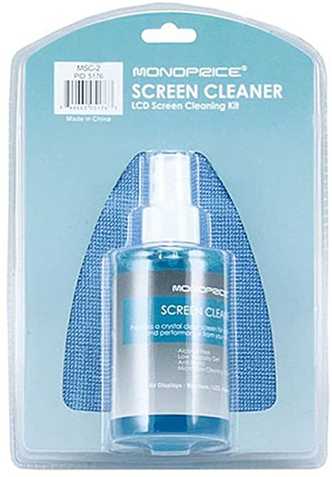 Monoprice 105176 Universal Screen Cleaner (Large Bottle, Blister Pack) for LCD and Plasma TV, all iPad, iPhone, Galaxy Tab, and Smartphones,200ml (Blister Pack), Blue