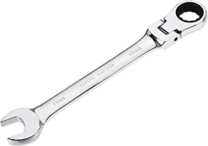 uxcell 21mm Flex-Head Ratcheting Combination Wrench Metric 72 Teeth 12 Point Ratchet Box Ended Spanner Tools, Cr-V