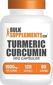 BulkSupplements.com Turmeric Extract Capsules - Turmeric Supplement, Turmeric Curcumin Supplement 1000mg - Gluten Free, 2 Capsules per Serving, 120 Veg Capsules (Pack of 1)