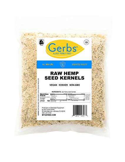 Raw Hemp Seed Kernels, 4 LBS by Gerbs – Top 12 Food Allergy Free & NON GMO - Vegan & Kosher - Premium Quality Grown in Canada