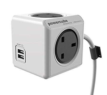 Allocacoc PowerCube Extended USB Power Socket UK - 1.5 Metre