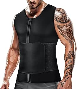 Cimkiz Men's Waist Trainer Sauna Suit Shirt, Gym & Exercise Compression Vest, Sweat-Boosting Workout Top