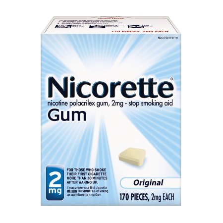 Nicorette Nicotine Gum Original 2 milligram Stop Smoking Aid 170 count