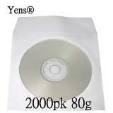 Yens 2000 pcs White CD DVD Paper Sleeves Envelopes with Flap and Clear Window