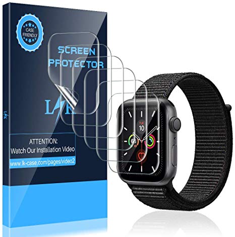LK [6 Pack] Screen Protector for Apple Watch Series 5 44mm Flexible TPU Film Max Coverage Anti-Scratch HD Clear with Lifetime Replacement Warranty