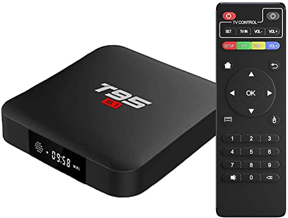 Android 7.1 TV Box, Android Box T95 S1 Smart TV Box with 1GB RAM 8GB ROM, S905W Quad-core cortex-A53 2.4G WiFi Support 4K Full HD with Remote Control