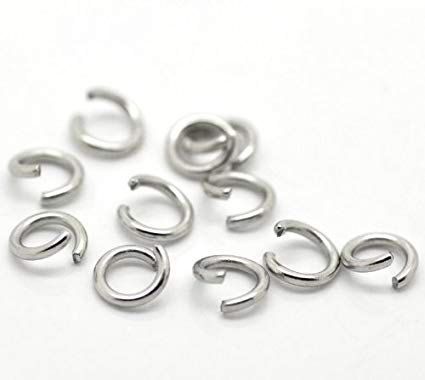 Valyria 500pcs Stainless Steel Open Jump Rings Connectors 6mm(1/4") Fit Jewelry DIY Silver Tone