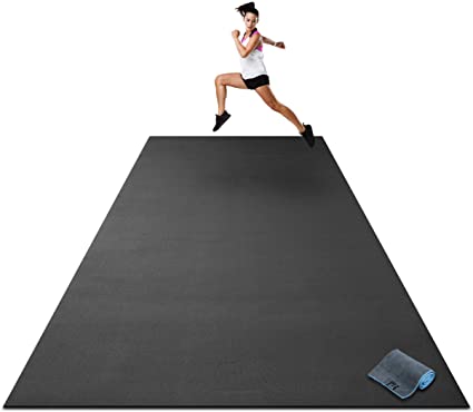 Premium Extra Large Exercise Mat - 12' x 6' x 1/4" Ultra Durable, Non-Slip, Workout Mats for Home Gym Flooring - Plyo, Jump, Cardio Mat - Use With or Without Shoes (366cm Long x 183cm Wide x 6mm Thick)