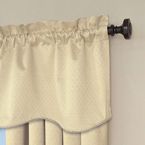 Eclipse Canova 42-Inch by 21-Inch Thermaback Blackout Scallop Valance, Ivory