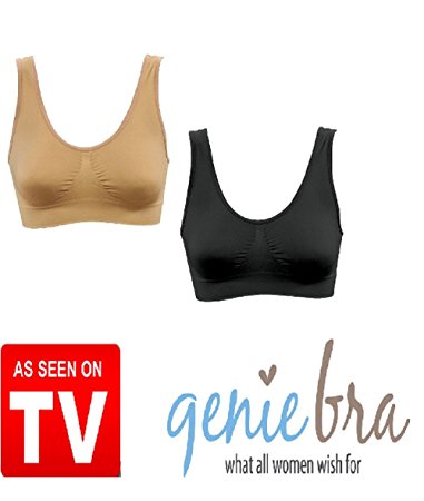 Genie Bra - As Seen On TV - (2 Pack: Nude & Black) SIZE XL/1X