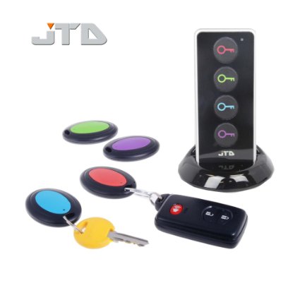 JTD reg Wireless RF Item LocatorKey Finder with LED flashlight and base support With 4 Receivers Key Finder-Wireless key RF locator Remote Control Pet Cell Wireless RF Remote Item Wallet Locator 4 Receivers