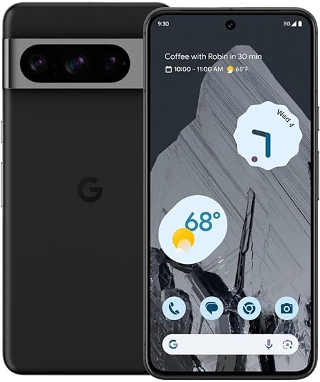 Google Pixel 8 Pro - Unlocked Android Smartphone with Telephoto Lens and Super Actua Display - 24-Hour Battery - Obsidian - 256 GB (Renewed)