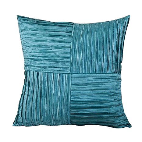 Throw Pillow Covers, FabricMCC 18" X 18" Silk & Satin Square Accent Decorative Solid Pillow Case Euro Sham Cushion Cover for Sofa Couch (teal)