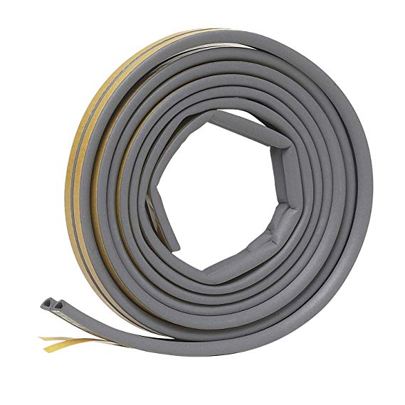 Frost King V25GA D-Section Rubber Self-Stick Weatherseal Tape, 5/16" W, 1/4" T, 17 ft L, Grey