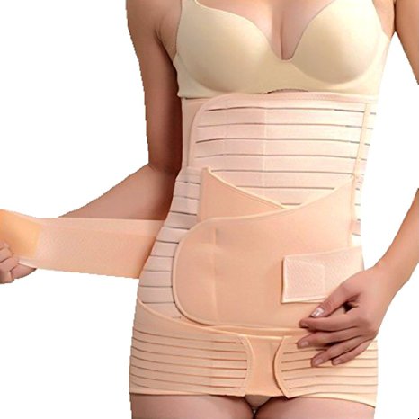 3 in 1 Abdominal Binder Postpartum Recovery Belly Girdle Belt Shapewear Waist Belts Stripe