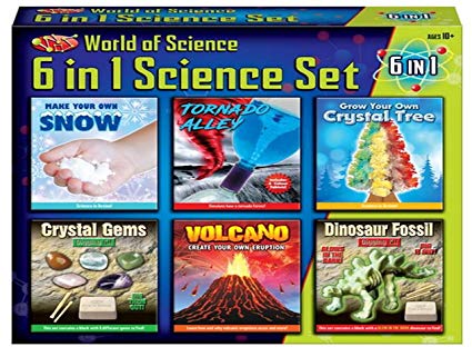 6 in 1 Science Set Make Your Own Volcano Tornado Crystal Gems Dinosaur Fossil Snow Toy Kit