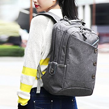 Kingslong 15.6 Inch Laptop Backpack Bag Durable Linen Large Capacity Casual Daypack (gray)