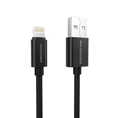 RAVPower iPhone Charger Lightning Cable Lead with Metal Connector for iPhone iPad iWatch (Data / Sync / Charge, 10ft / 3m, Apple MFI Certified)- Black