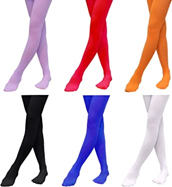 6 Pairs Ballet Tights for Girls Dance Tights Colored Opaque School Uniform Dress Costume Tights for Toddler Little Big Kids