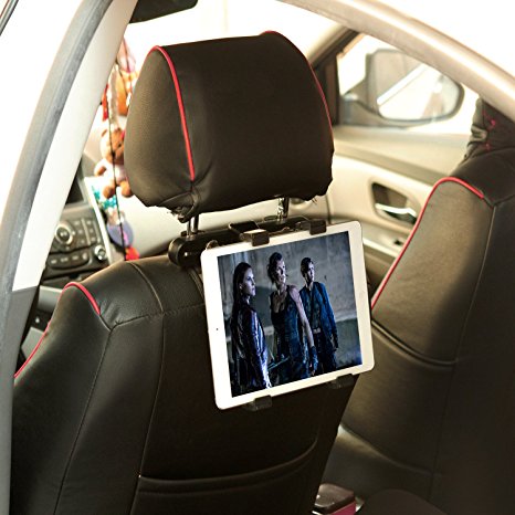 Car Headrest Mount Holder for iPad, iPad Air, iPad Mini, Samsung and 7-10 inch Tablets, 360 Degree Rotation