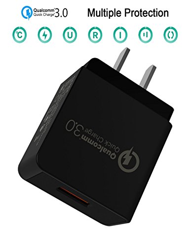 Rapid Charger Quick Charge 3.0 18W One-Port USB Power Adapter Wall Charger Qualcomm Fast Charger For Charging Phones, Tablet, And Others Devices (Black, Quick Charge 2.0)