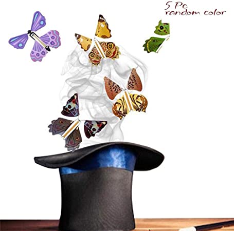5Pc Magic Flying Butterfly Wind Up Toys for Kids Girls Butterfly Stocking Flying Butterfly Card Surprise for April Fools Day Gift