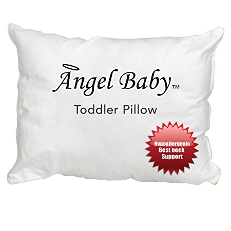 Angel Baby Toddler Pillow - 13x18, 100% HYPOALLERGENIC with BEST Neck Support for Sleeping in Bed, Crib, Carseat, & Naps. Machine Washable. Made in USA. (pillowcase sold separately)