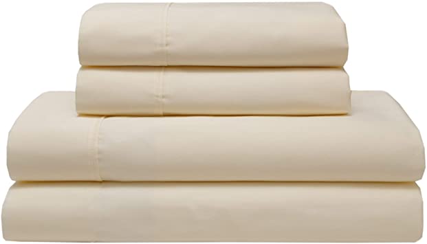 Elite Home Products Inc. Organic 300 Thread Count Cotton Sheet Set, Ivory, Full