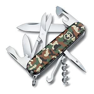 Victorinox Swiss Army Knife - Climber - 14 Functions, Multi-utility Tool - Green Camouflage, 91 mm