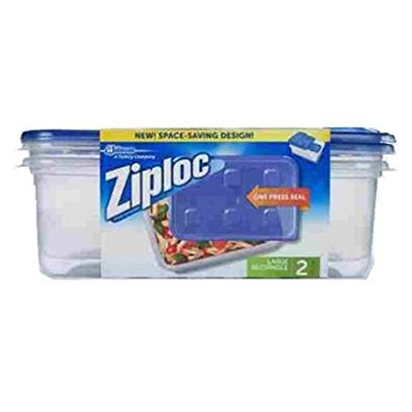 Ziploc Large Rectangle 9 Cup Containers with Lids, 2 Count