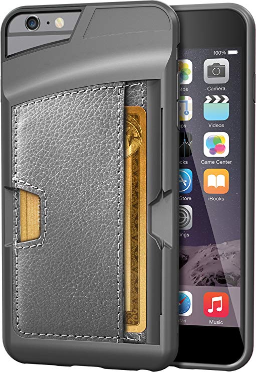 iPhone 6 Plus/6s Plus Wallet Case - Q Card Case for iPhone 6 /6s  (5.5") by CM4 - Ultra Slim Protective *Kickstand* Credit Card Phone Cover (Gunmetal Gray)