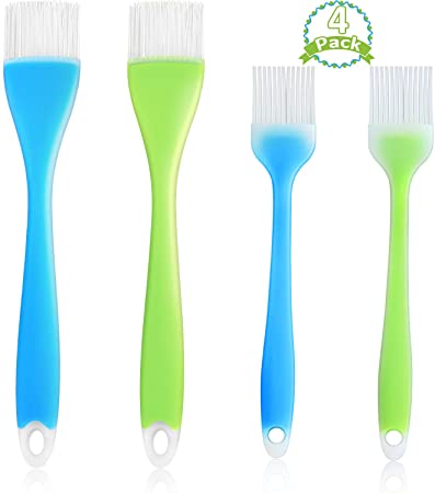 4 Pieces Silicone Basting Brush Set, Heat Resistant Pastry Brush for BBQ Sauce Oil, Desserts Baking and Kitchen Cooking