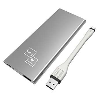 Slim 0.33inch Thick Polymer Portable Charger 6000mAh, in Alluminium Alloy Shell for Samsung, iPhone, Tablet PC (P6000 Silver)