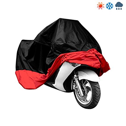 XL/XXL/XXXL Motorcycle Waterproof Outdoor Motorbike Water Resistant Dust proof UV Protective Breathable Cover Outdoor Protector Sliver/Blue/Red/Green/Black   Carry Bag UK Stock (XL Black/Red)