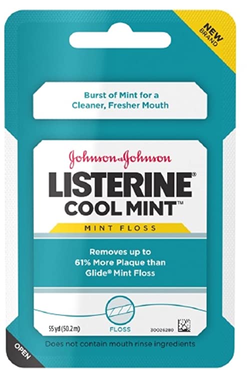 Listerine Dental Floss, Cool Mint 55 yds (7 Pack)