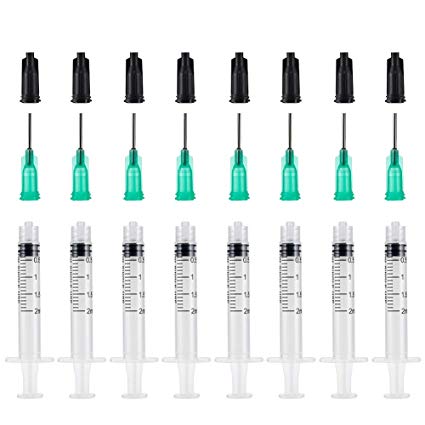 Shintop 2ml Syringe with 18G 1/2 Inch Blunt Tip Needles, Syringe Caps for Experiments, Industrial Use (30 Pack)