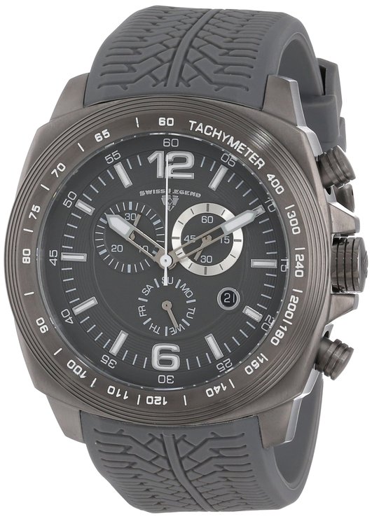 Swiss Legend Men's "Sprinter" Gunmetal Ion-Plated Stainless Steel and Gray Silicone Watch
