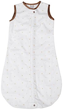 SwaddleDesigns zzZipMe Sack with 2-Way Zipper, Cotton Flannel Wearable Blanket, Gold Little Dots with Mocha Trim, Pastel Pink 3-6 Months