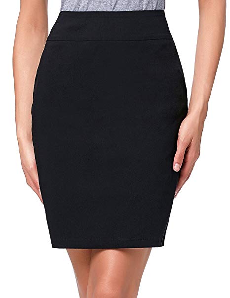 Kate Kasin Women's Knee Length Pencil Skirts Slim Fit Business Skirt