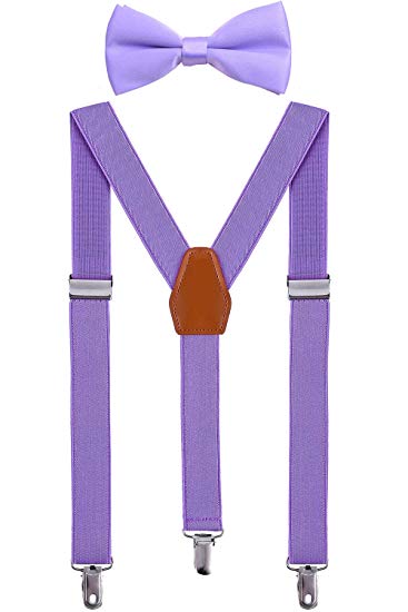BODY STRENTH Kids' Suspenders and Bow Tie Set Adjustable Y-Back