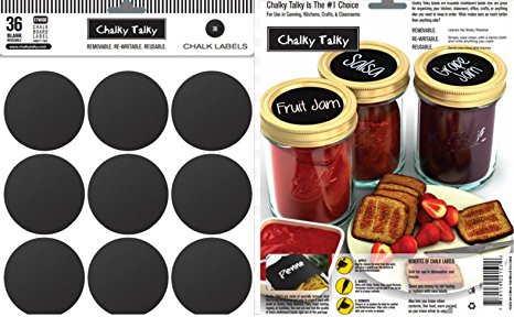 Chalky Talky 36 Wide Mouth Mason Jar Reusable Chalkboard Labels - 2.5" Fit Ball, Kerr, Canning Lids