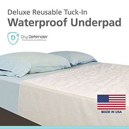 Washable Waterproof Mattress Sheet Protector Bed Extra Large Underpad - 36in x 70in with Tuck-in Tails