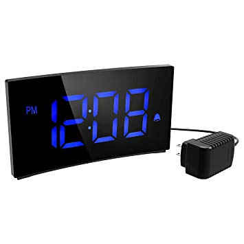 PICTEK Alarm Clocks, Digital Alarm Clock with 5-inch Dimmable LED Screen, Kids Clock Radio with Snooze Function, 12/24 Hour, USB Port and Battery Backup for Bedroom