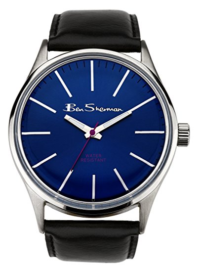 Ben Sherman Men's Quartz Watch with Blue Dial Analogue Display and Black Plastic Strap R920