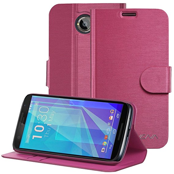 Google Nexus 6 Wallet Case - VENA [vSuit] Slim Fit Leather Case with Stand and Card Slots for Google Nexus 6 - Burgundy Red