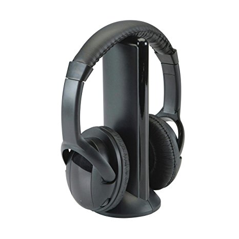 Wireless Headphones with Built-In FM Radio (Black)