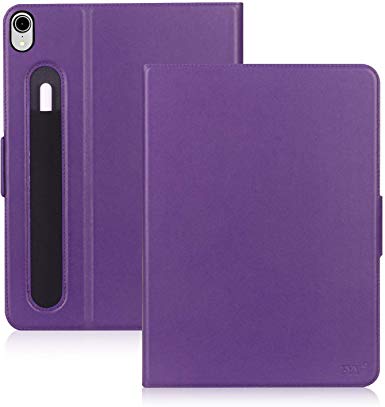 FYY New Apple iPad Pro 11" 2018 Case [Support Apple Pencile Charging] Luxury Cowhide Genuine Leather Handcrafted Case, Pure Handmade Case Protective Cover with [Auto Sleep-Wake Function] Purple