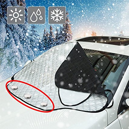 FEZZ Car Front Windshield Snow Cover Magnetic Windscreen UV Sun Shade Frost Ice Wind Proof Protector 157*126cm for SUV Truck