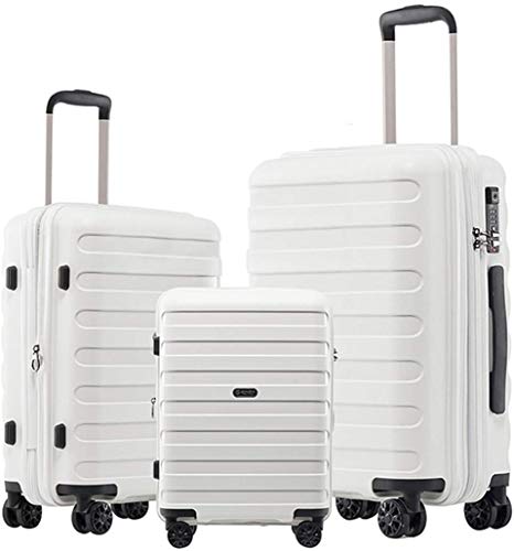 GinzaTravel PP Material Luggage 3 Piece Sets Lightweight Spinner Suitcase Luggage Expandable（all 20 24 28)